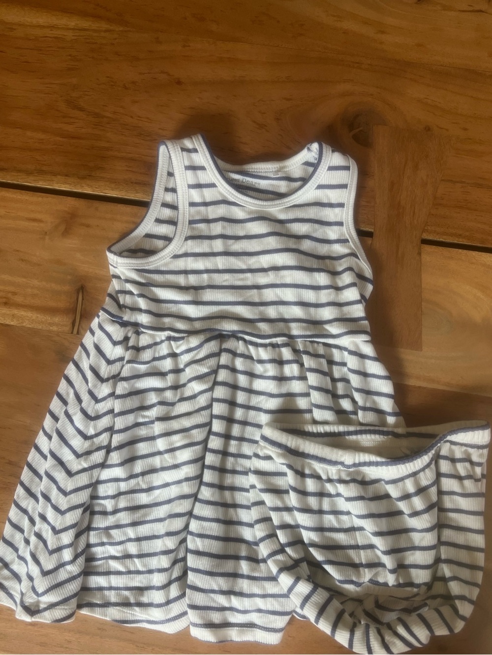 Angel Dear White and Navy Striped Tank Dress with Matching Bloomers
